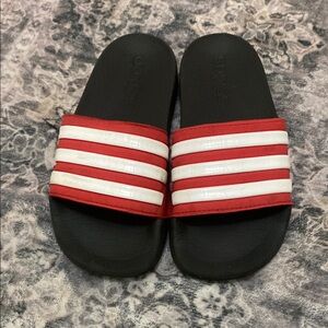 Adidas Red and White Slide Sandals